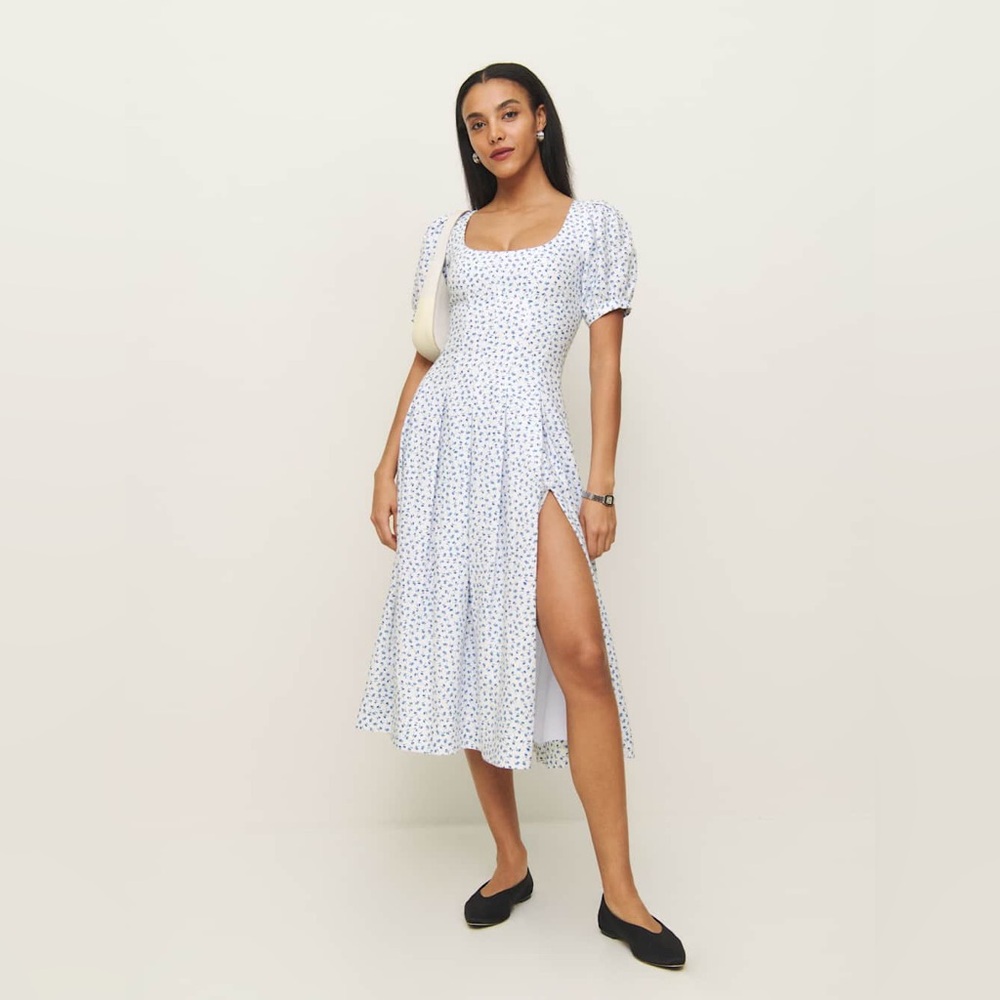 Reformation Coucou Linen Dress in Hanna